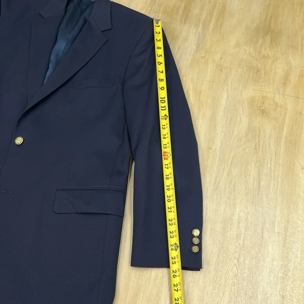 Joseph & Feiss Blazer Mens‎ 41L Long Classic Fit Wool Dark Navy Golden Buttons - Picture 7 of 11